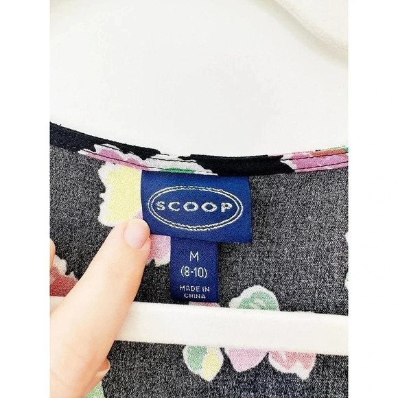 NWT Scoop Black Floral Button Front Midi Dress Size M - Picture 13 of 16